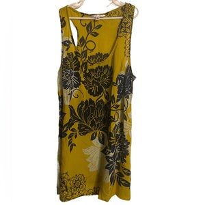 CAbi Yellow and Black Floral Top